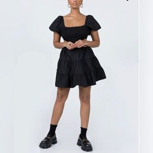 Mini Open Back Black Dress, Size M